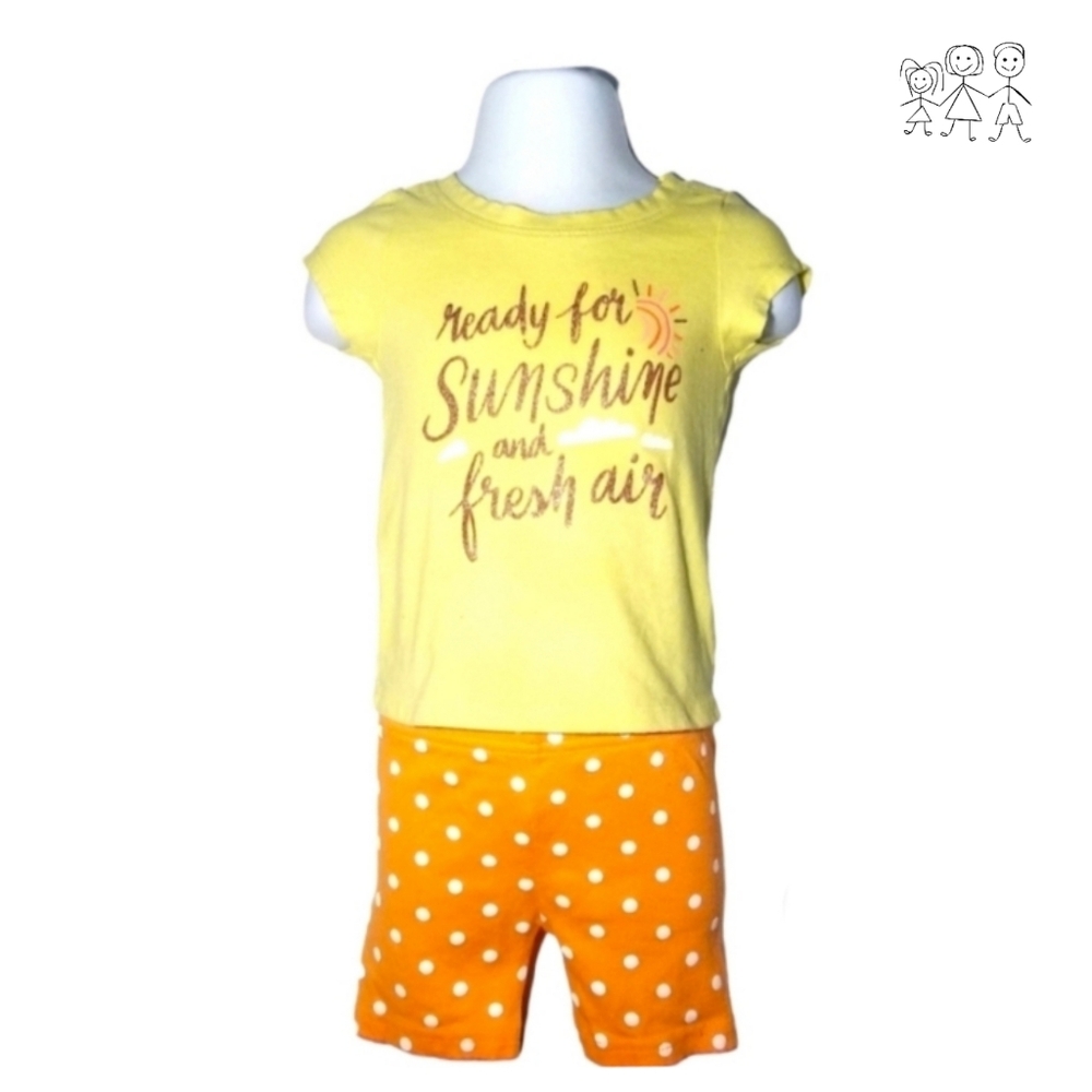 INFANT GIRL'S SUNSHINE SHORTS SET BUNDLE YELLOW ORANGE 12 MOS